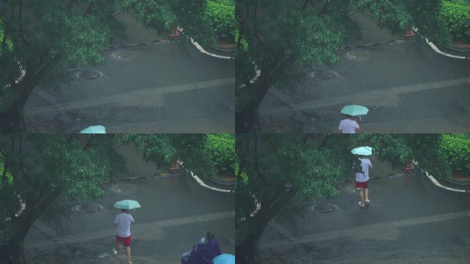 下雨天窗外城市