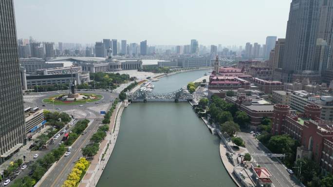 天津城市建设海河风光航拍