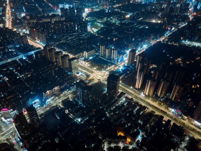 【延时】衡阳夜景车流航拍延时