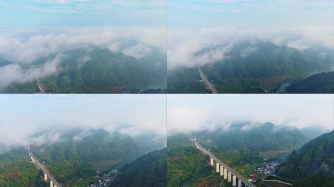 高速公路穿云云上俯瞰云端6K视频22