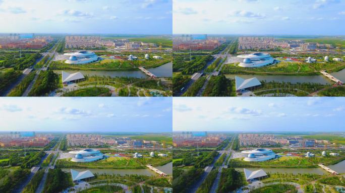 上海临港区滴水湖发展建设4K航拍