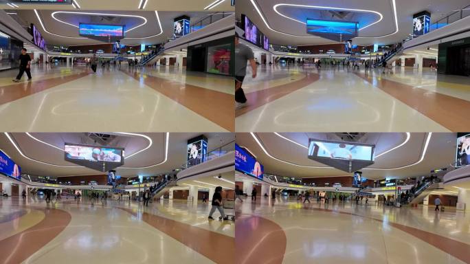 四川成都天府国际机场航站楼出发大厅的人群