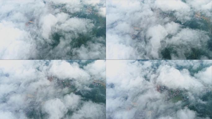 穿云云上俯瞰云朵云海飞机视角高空云015