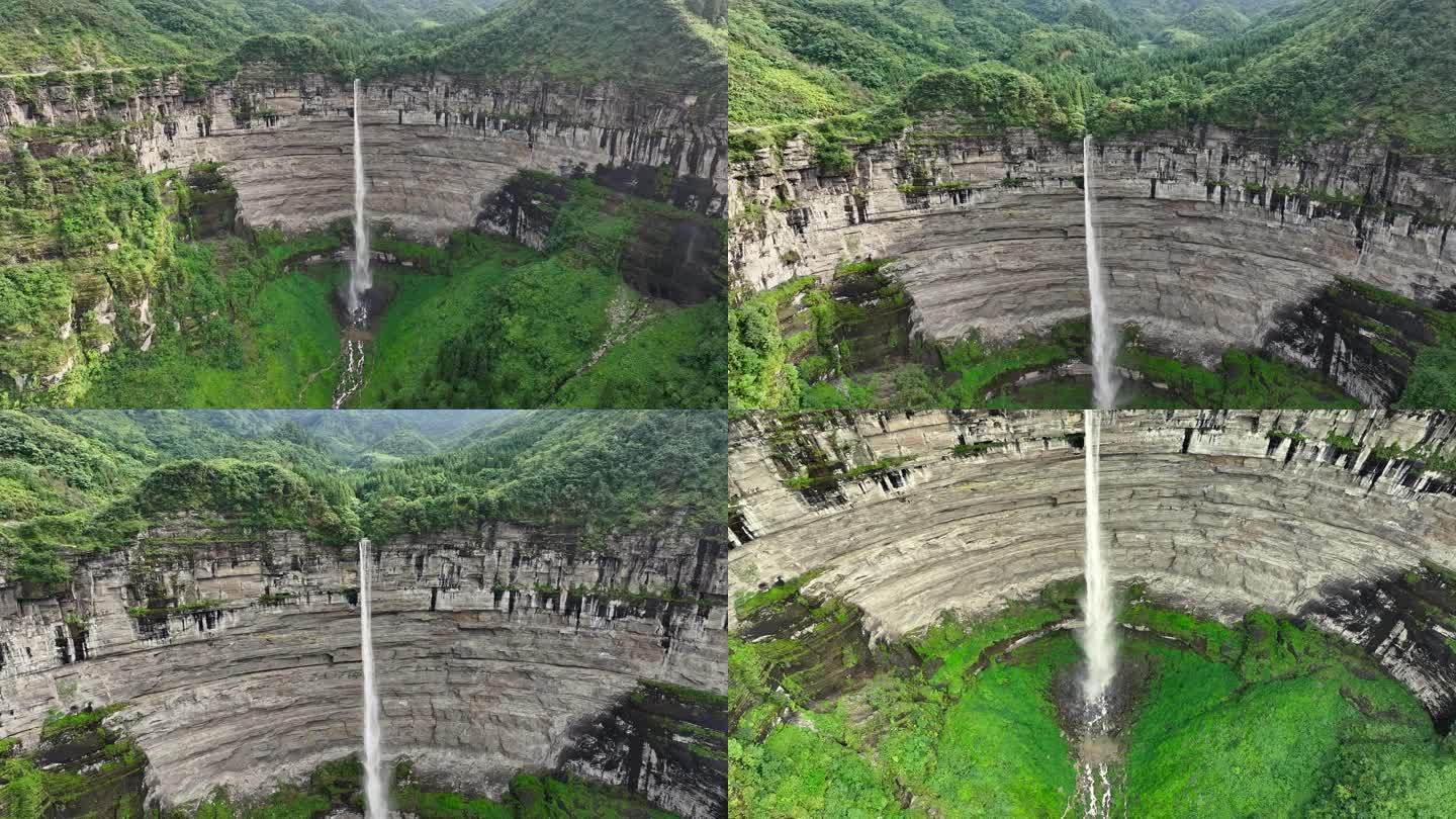 南川喀斯特地貌马尿水瀑布龙崖城遗址航拍