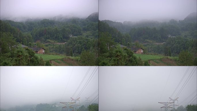 重庆乡村山林雨雾云海延时片段