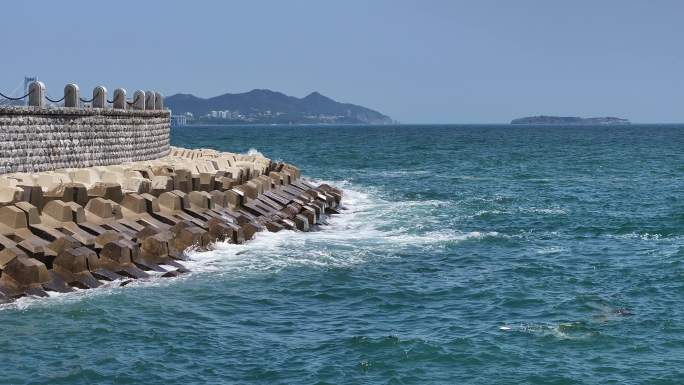 大连海岸线 航拍 海岸 海浪