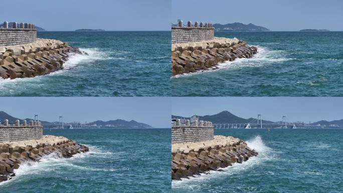 大连海岸线 航拍 海岸 海浪