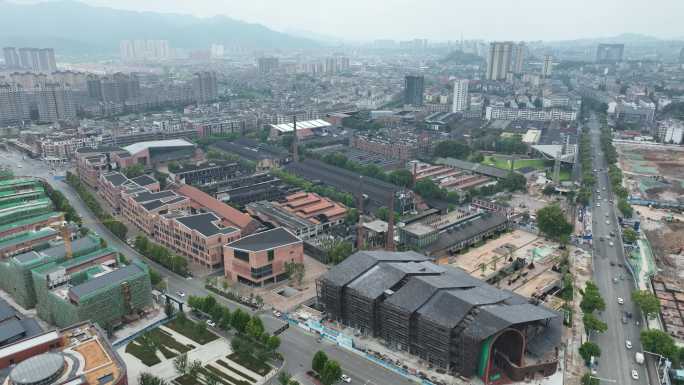 景德镇陶溪川文创街区航拍陶溪川美术馆建筑