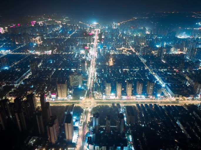 【延时】大景衡阳夜景车流航拍延时