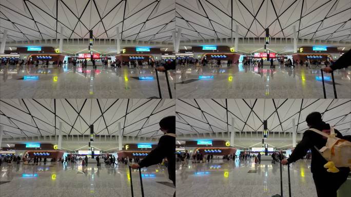 四川成都天府国际机场航站楼出发大厅的人群