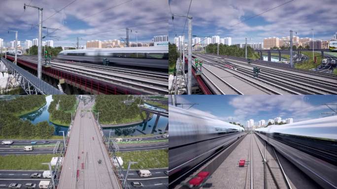 3D高铁穿梭 大国重器 铁路铁轨高铁城市