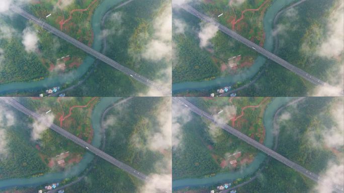 高速公路穿云云上俯瞰云端6K视频27
