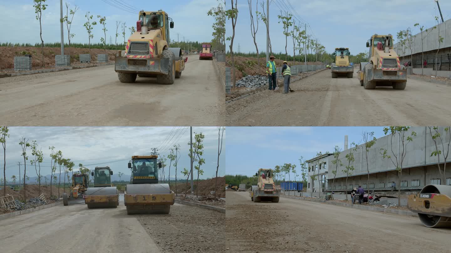 农村道路公路修路铺路挖掘机乡村交通