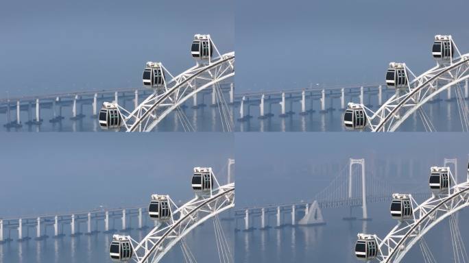 摩天轮 大连星海湾大桥 航拍 跨海大桥