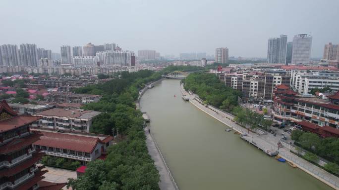 河北沧州城市风光地标建筑航拍