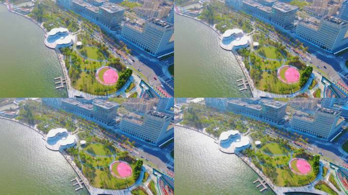 上海临港区滴水湖发展建设4K航拍