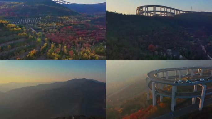 太原天龙山网红桥秋景航拍