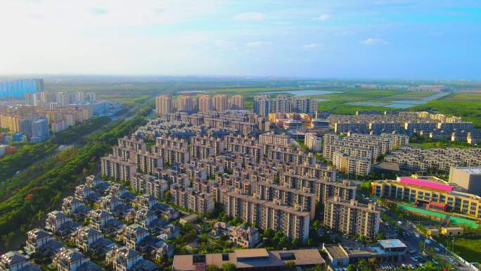 上海临港新城滴水湖全景4K素材