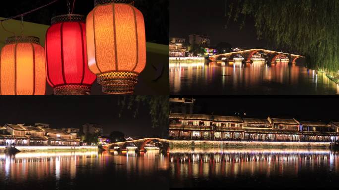 杭州塘西古镇京杭运河夜景