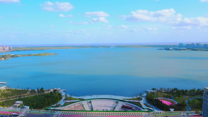 上海临港区滴水湖4K航拍