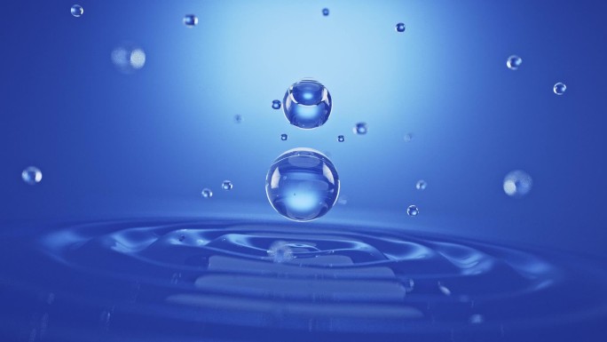 蓝色背景水分子 化妆品皮肤细胞精华补水