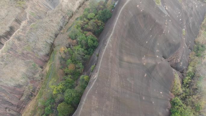 郴州高椅岭刀背山顶无人机航拍丹霞地貌山脊