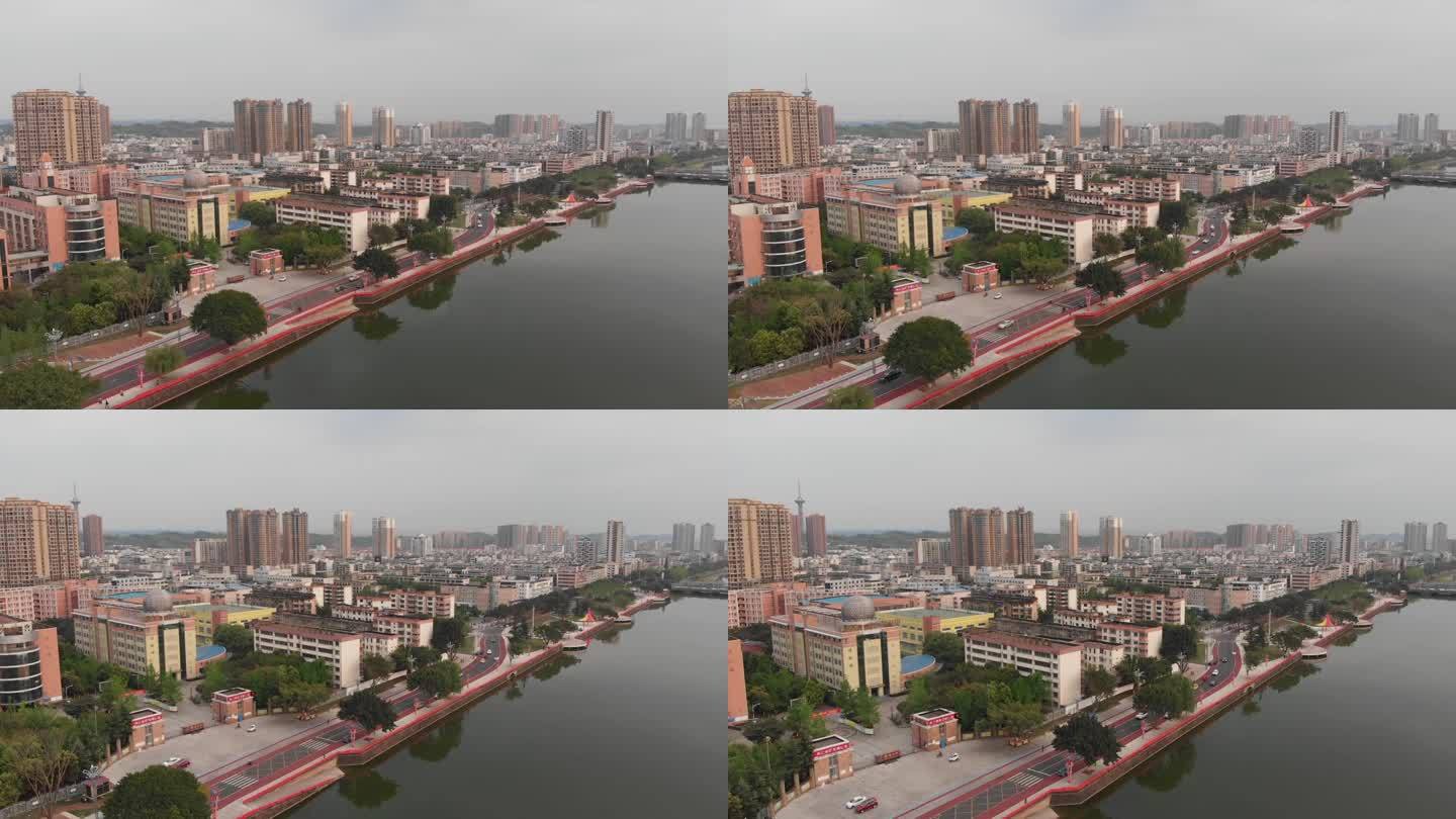 无人机拍摄的德阳城市天际线