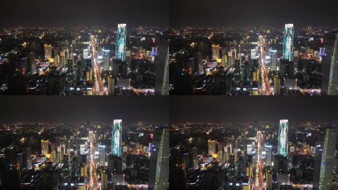 湖南长沙城市夜景国金中心湘江橘子洲航拍