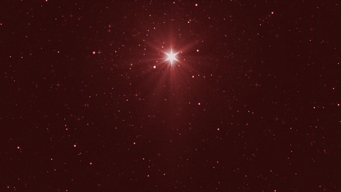 红色背景上的耶稣之星。圣诞之星，耶稣基督的诞生。背景是美丽的星空和明亮的星星