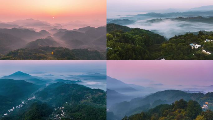 皖南徽州山川日出云海风光延时4K