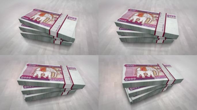 缅甸缅元钞票堆包动画