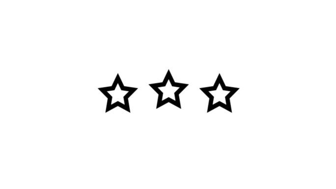 三星评级动画。一套星星。白色背景三星评级。产品质量，反馈，客户评价。