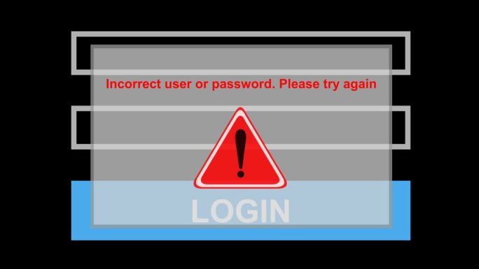 视频动画图标不正确的用户和密码登录