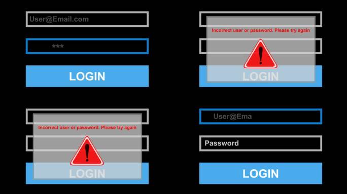 视频动画图标不正确的用户和密码登录