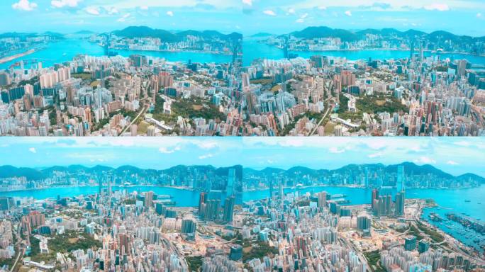 无人机拍摄的香港市景