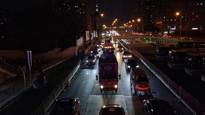 北京西站莲花池西路夜景车流延时车河02