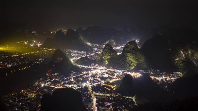 桂林西街夜景航拍延时