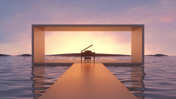 4K钢琴抽象意境创意空间