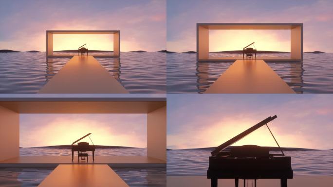 4K钢琴抽象意境创意空间