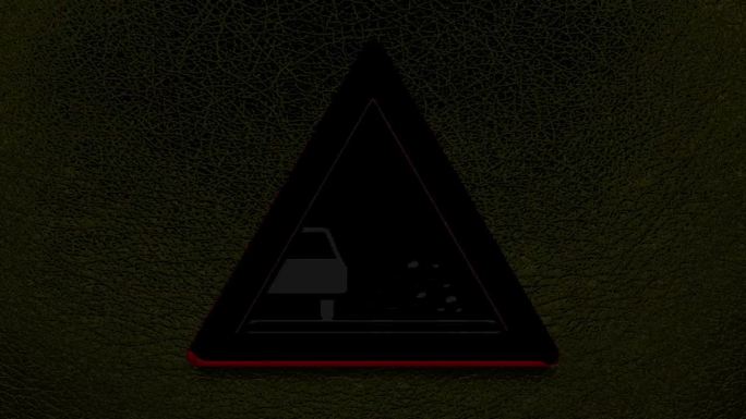 动画闪烁的“松石”符号，标志，标志或警告在一个黑色的背景