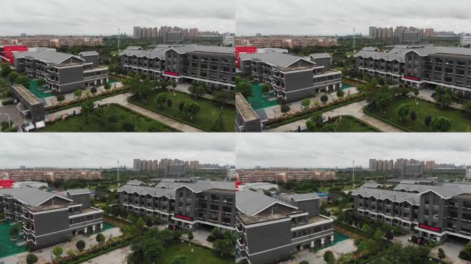 无人机拍摄的学校，德阳，四川，中国