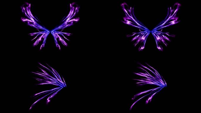 4K翅膀特效 紫色光翼 魔法 透明通道