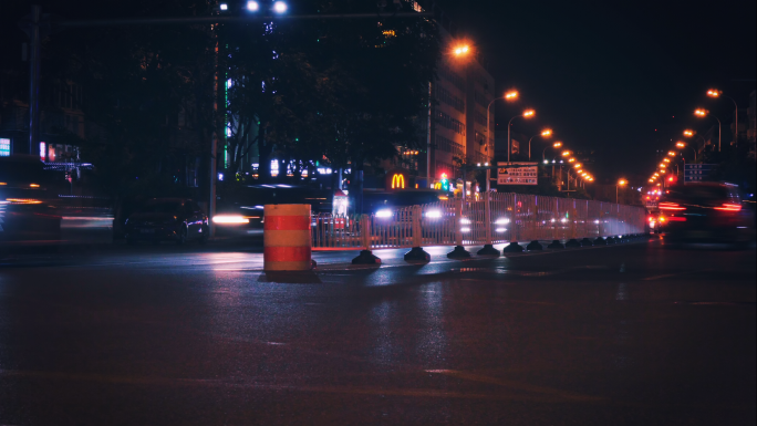 4K天津城市金纬路夜景车流