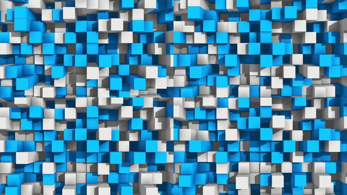 白蓝色方块起伏方形背景墙2