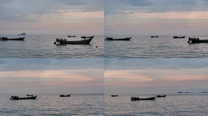 大海 渔船 渔港 小渔船 夕阳下的渔船