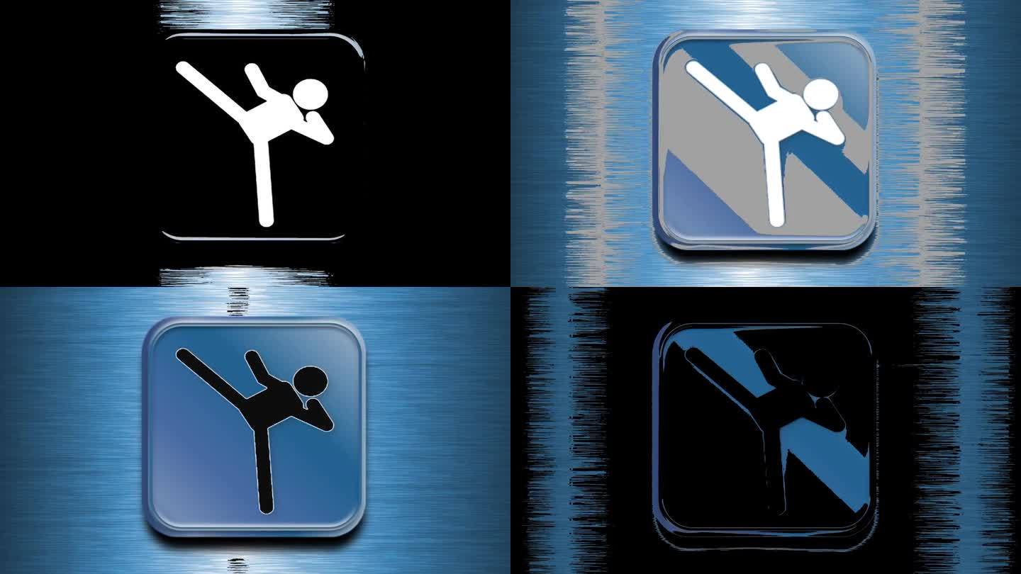 动画闪烁的silat符号，标志，运动在蓝色的背景