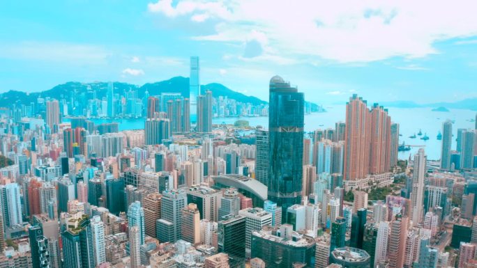 无人机拍摄的香港市景