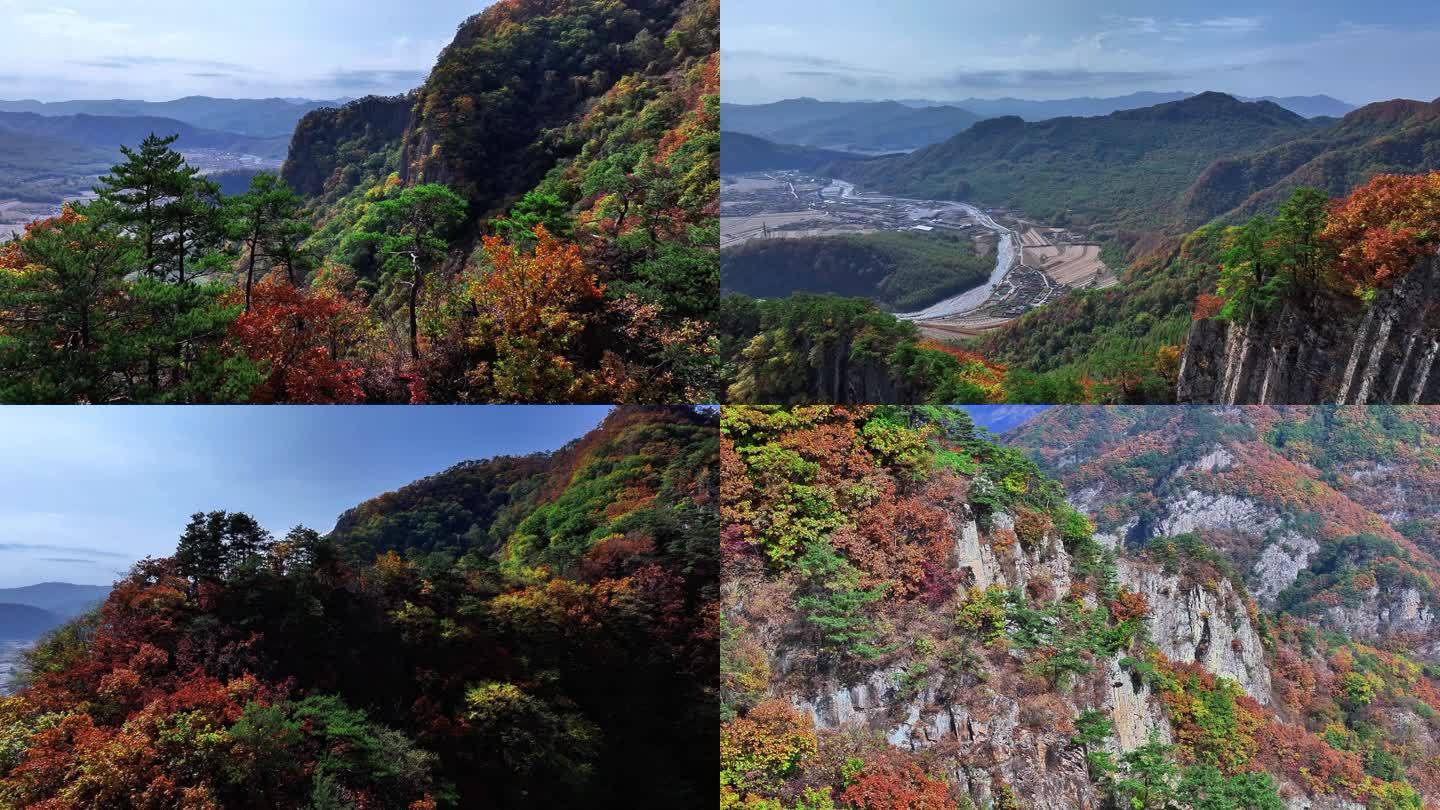 玄武岩山峰下山山水水