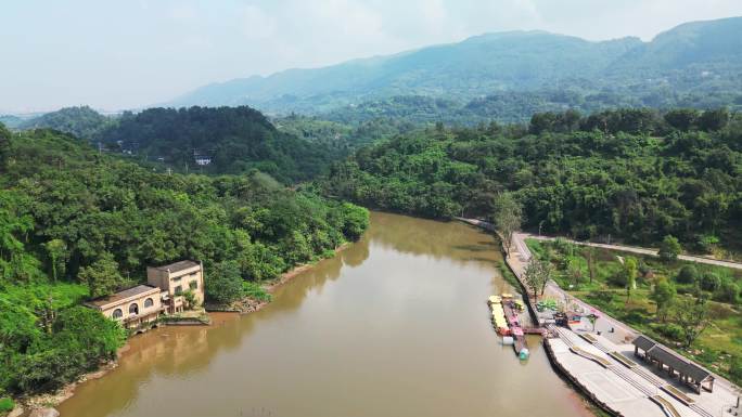 大磨滩湿地公园航拍 重庆北碚