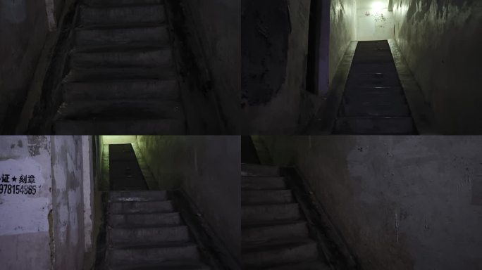 恐怖楼梯黑夜梯级漆黑楼道深夜回家无人的梯